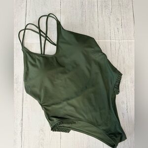 SHEIN Strappy Olive One-Piece Swimsuit